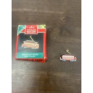 Hallmark Miniature Keepsake Ornament Santa's Streetcar Artists Favorites 1990